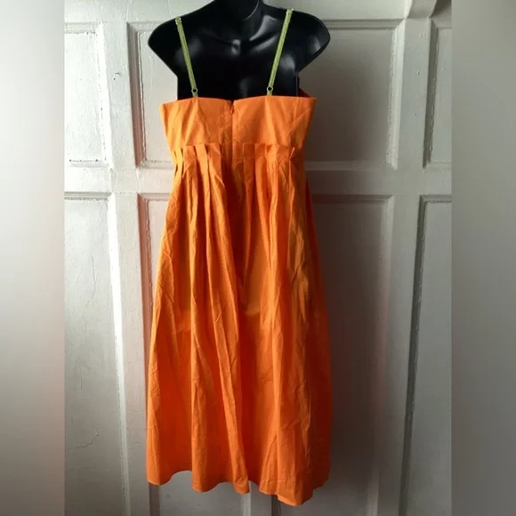 FARM Rio Bicolor Sleeveless Organic Cotton Midi Dress Orange Guava - Picture 4 of 14